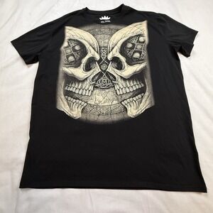 HEADS OR TAILS Rhinestone Studded SKULLS Graphic Print Crew Neck T-Shirt 2XL